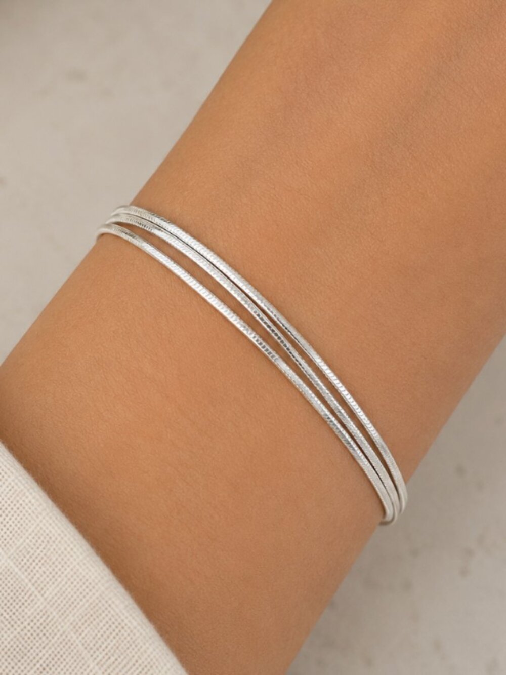 925 Sterling Silver Multi-Layer Triple Layer Bracelet Dainty Minimalist